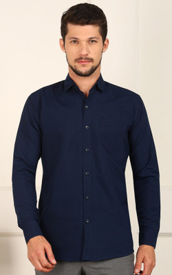 FUBAR Men Solid Formal Dark Blue Shirt