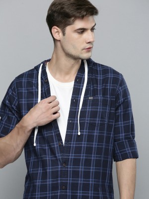 The Indian Garage Co. Men Checkered Casual Blue Shirt