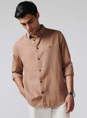 Andamen Men Solid Casual Brown Shirt