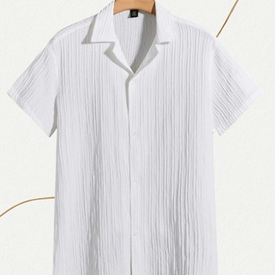 Dharamraj Fashion Men Self Design Casual White Shirt