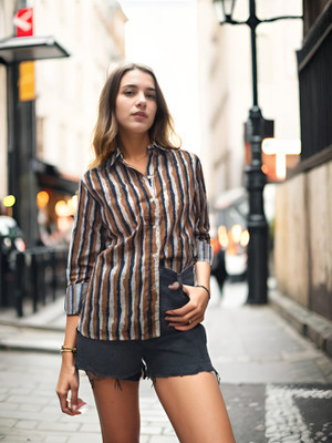 ATHENA Women Striped Casual Multicolor Shirt