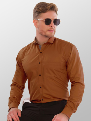 METRONAUT Men Solid Formal Brown Shirt