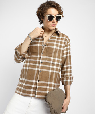 CAMPUS SUTRA Men Checkered Casual Brown Shirt