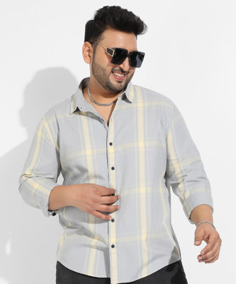 Instafab Plus Men Self Design Casual Green Shirt