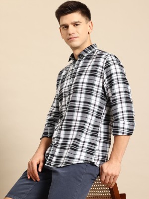 Mast & Harbour Men Checkered Casual White Shirt