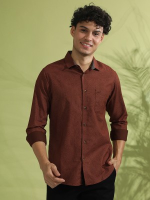 CROCODILE Men Printed Casual Brown Shirt