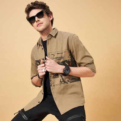 Street 808 by Pantaloons Men Printed Casual Brown Shirt