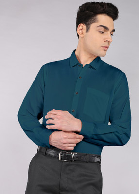 Saraai Men Solid Formal Blue Shirt