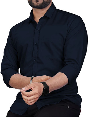 SOUNDRYAFABRIC Men Self Design Casual Dark Blue Shirt