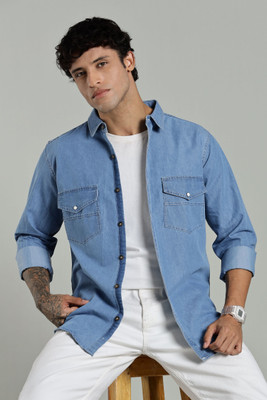 7th Legion Men Washed Casual Light Blue Shirt