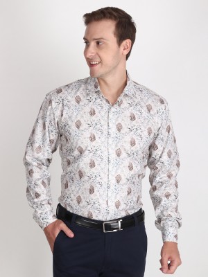 Appel Touch Men Printed Formal Silver Shirt