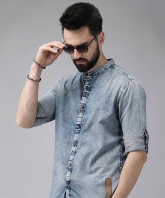 Roadster Men Washed Casual Blue Shirt