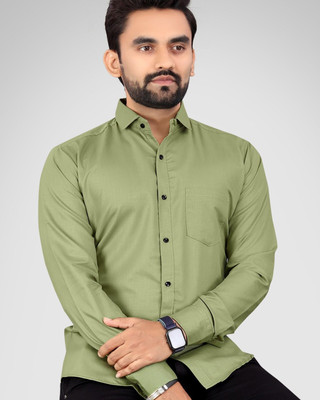 NIVICK Men Solid Formal Light Green Shirt