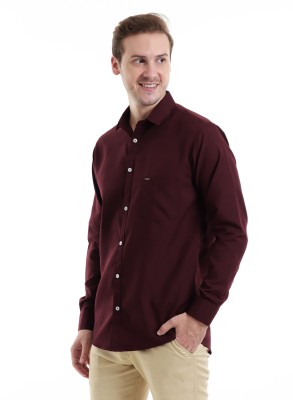 Sam Unique Man Men Solid Casual Maroon Shirt