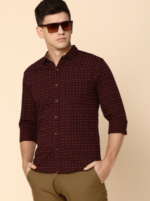 V-MART Men Printed Casual Maroon Shirt