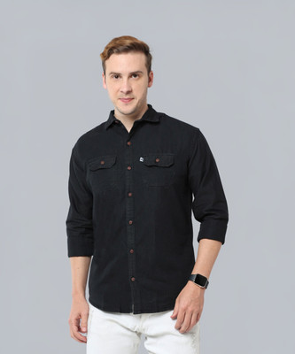 AIDAN PAUL Men Solid Casual Black Shirt