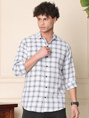 Dark Age Men Checkered Casual White Shirt
