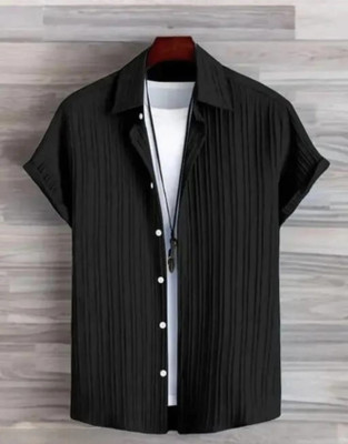 METRONAUT Men Self Design Casual Black Shirt