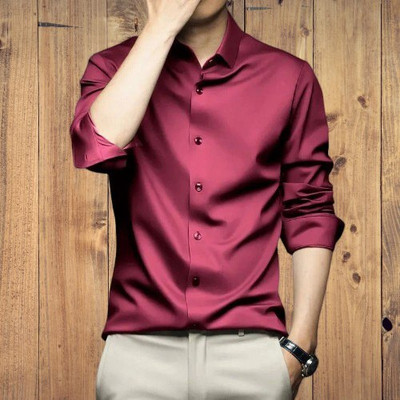 SATADHAR ENTERPRISE Men Solid Casual Maroon Shirt