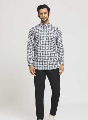 Vilantra Fashion Men Printed Casual White, Grey Shirt