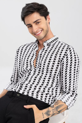 bridon creation Men Printed Casual Black, White Shirt