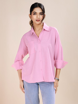 Dressberry Women Solid Casual Pink Shirt