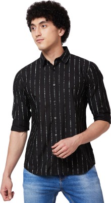 Spykar Men Printed Casual Black, White Shirt