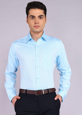 Raymond Men Printed Formal Light Blue Shirt