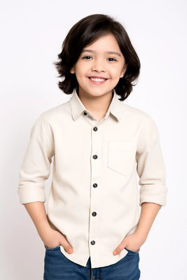 Technicia Boys Solid Casual Cream Shirt