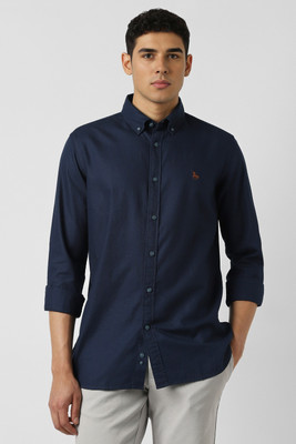 VAN HEUSEN Men Solid Casual Dark Blue Shirt