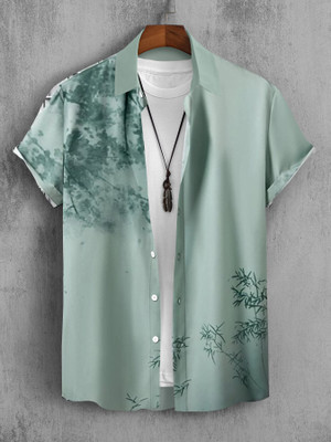 SEVENTEENSTITCH Men Printed Casual Light Green, Green Shirt