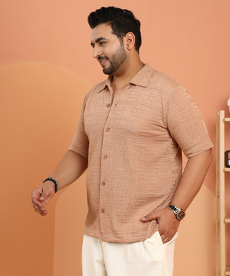 Instafab Plus Men Solid Casual Brown Shirt