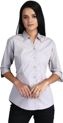 YELLOW PINE Women Solid Casual Grey Shirt
