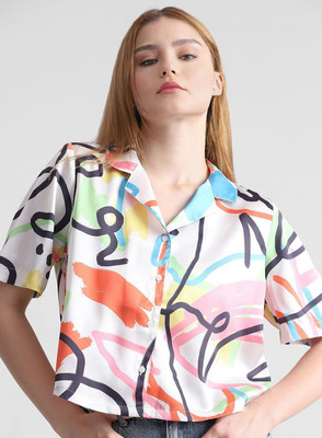 MOXTE Women Printed Casual Pink Shirt