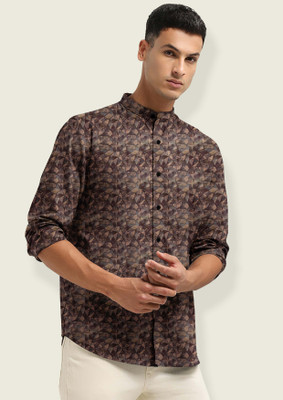 FTX Men Self Design Casual Brown Shirt