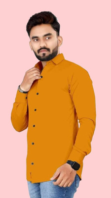 ALVIN ENTERPRISE Men Solid Casual Yellow Shirt