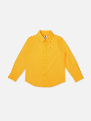 Pepe Jeans Boys Solid Casual Yellow Shirt