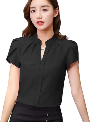 Armenian Women Solid Casual White Shirt