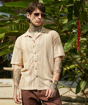 CAMPUS SUTRA Men Solid Casual Beige Shirt
