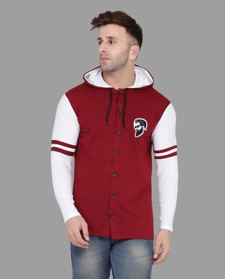 Trendfull Men Solid Casual White, Maroon Shirt