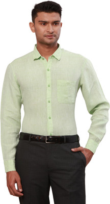 Raymond Men Solid Formal Green Shirt