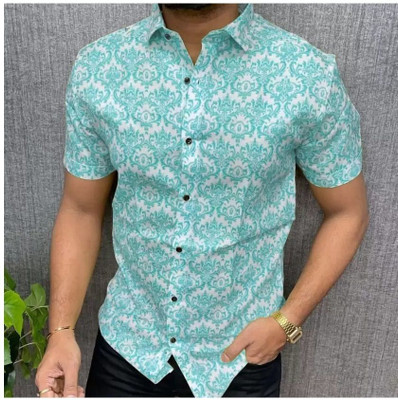 ISUEL FAB CREATION Men Printed Casual Light Blue Shirt