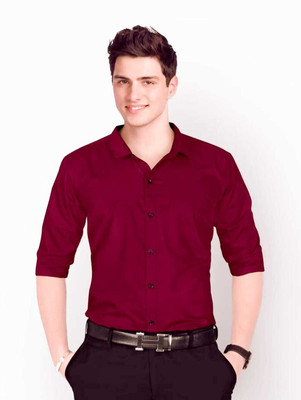 Neviq Trend Men Solid Casual Red Shirt