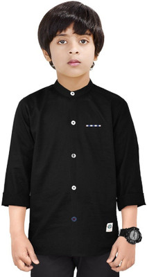 crane Boys Solid Casual Black Shirt
