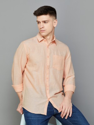 CODE by Lifestyle Men Self Design Casual Orange Shirt