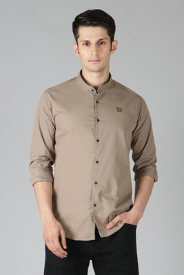 Garry Richards Men Solid Casual Khaki Shirt