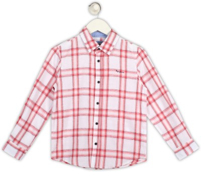 Pepe Jeans Boys Checkered Casual Red Shirt