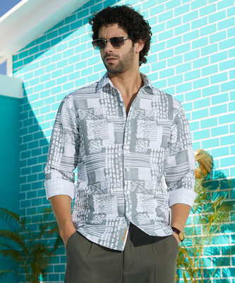 CAMPUS SUTRA Men Printed Casual Grey Shirt