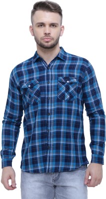 KUONS AVENUE Men Checkered Casual Blue Shirt