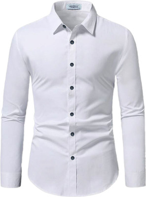 Edinwolf Men Solid Formal White Shirt